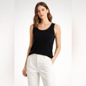 TSE 100% Cashmere Black Tank Minimalist  Scoop Neck Size M